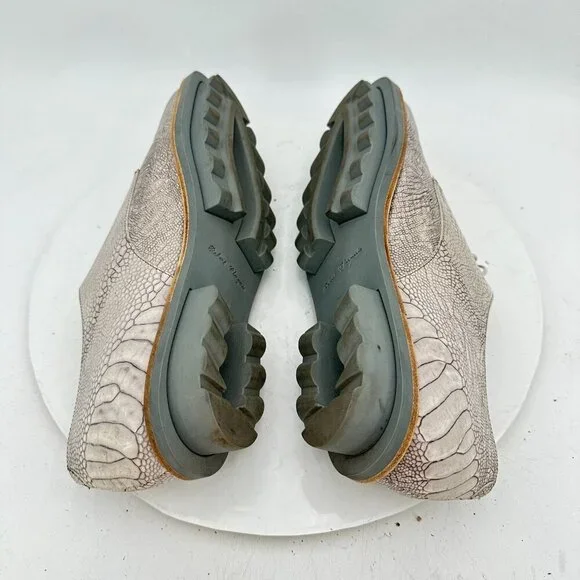 Robert Clergerie Men Size 9B White Grey Snake Pattern Leather Derby Shoes - Picture 6 of 12